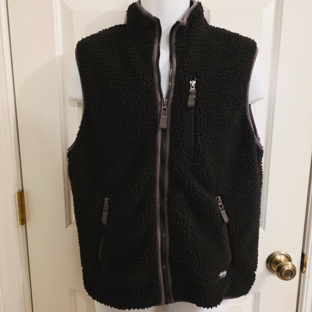 Jockey Black Sherpa Fleece Zip-Up Vest — Men’s Medium - Picture 5 of 7